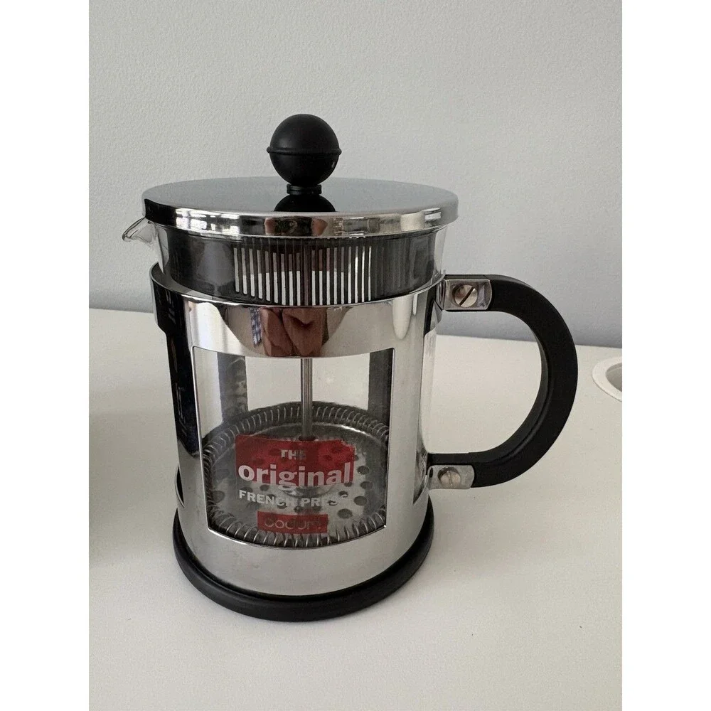 Bodum Kenya 4-Cup 17 oz Chrome French Press Coffee Maker Glass Carafe Beaker